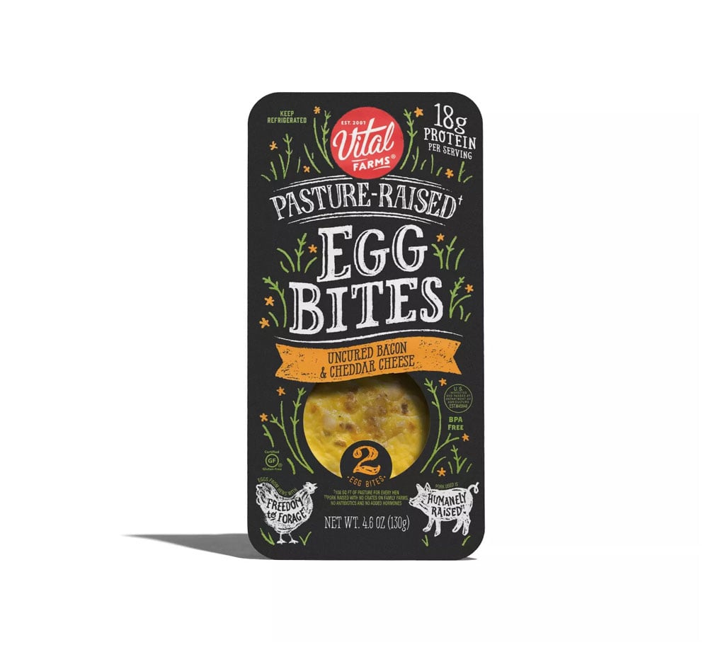 Vital Farms Pasture-Raised Egg Bites with Uncured Bacon & Cheddar Cheese – 18g Protein, Ready-to-Eat Breakfast (2 Count, 4.6 oz)