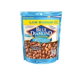 Blue Diamond Lightly Salted Almonds, Low Sodium Snack Nuts – Heart Healthy, Made with Sea Salt, Resealable 12 oz Pouch
